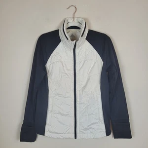 prAna Jacket Womens Large Black Cream Velocity Zip Hooded Windbreaker W2VELO316 - Picture 1 of 7