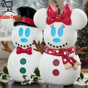 Disney Topolino e Minnie Pupazzo di Neve con Luci e Musica 22" Decorazione Natalizia - Foto 1 di 6
