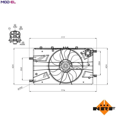 FAN ENGINE COOLING 47878 FOR A 13 DTE 1.2L 2H0/F18D4 1.8L A14NET/14NEL 4cyl - Image 1 of 4