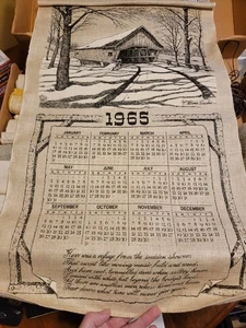 Vintage Kalender Geschirrtuch 1965 mit verdecktem Steg Design - Bild 1 von 1
