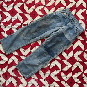 Vintage 1960s Patchwork Denim Carpenter Pants As Is Worn Flaws READ - Picture 1 of 10