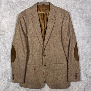 J Crew Thompson Blazer Mens 42L Sport Coat Elbow Patch Donegal Wool Academia - Picture 1 of 14