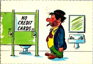 Continental Postkarte Humorvolle öffentliche Toilette ohne Kreditkarten Comic 1973 - Bild 1 von 2