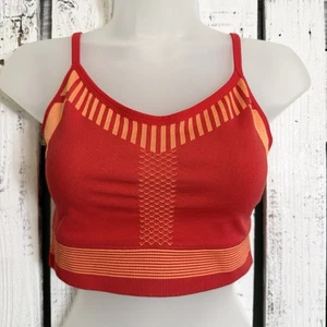 Avia Sports Bra Size Large Red Orange Vented Strappy Athletic Activewear Workout - Picture 1 of 8