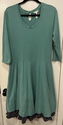 Matilda Jane Green Pastures Twirl Fit & Flare Stretch Cotton Knit Dress Sz Large - Image 1 of 4