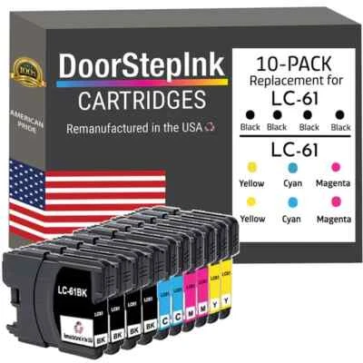 DoorStepInk Compatible Ink Cartridge for Brother LC61 4Black 2C M Y 10PK-USA - Image 1 of 4
