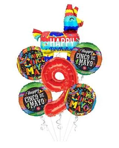 Cinco De Mayo Bouquet di Palloncini Buon Compleanno (6 Palloncini), dal 1° al 9° - Foto 1 di 50