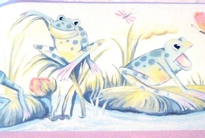 Wallpaper Border Frogs Butterfly Dragonfly Norwall LW79179 Lavender Purple Child - Picture 1 of 4