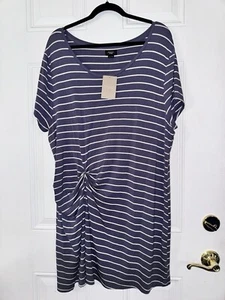 Vestido Anthropologie XL NUEVO CON ETIQUETAS Deletta Azul Rayas Manga Corta Tejido Ligero - Imagen 1 de 4