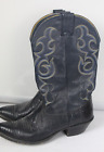 Nocona Cowboy Western Boots Black Lizard And Leather Stitching Up The Sides 7C