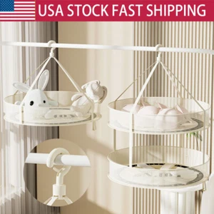 Hanging Mesh Net Dryer Collapsible Laundry Basket Folding Drying Rack With Hook - Picture 1 of 16