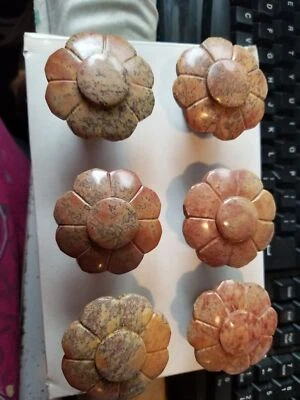 Drawer Pulls Natural Stone By Tradewinds Design Made In India Set Of 6 Vintage  - Image 1 of 4