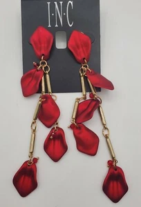 INC International ConceptsGold-Tone Red Petal Shaky Drop Earrings - Picture 1 of 5