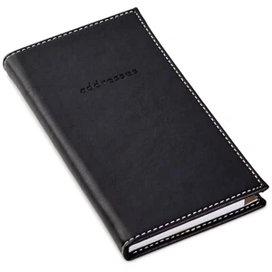Hallmark Black Faux Leather Slim Address Book, 3.25" W x 6.25" H x 0.5" - Picture 1 of 5