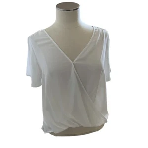 Lush Surplice Kimonoärmel Twist Front drapiert lockere Passform V-Ausschnitt gewebtes Oberteil S - Bild 1 von 5