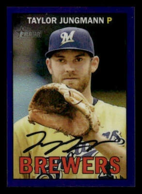 2016 Topps Heritage #THC-489 Taylor Jungmann Purple Chrome Milwaukee Brewers - Image 1 of 2