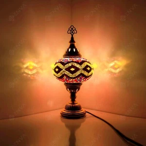 Turkish Moroccan Style Glass Mosaic Tiffany Table Desk Lamp Light Large Globe UK - Picture 1 of 8