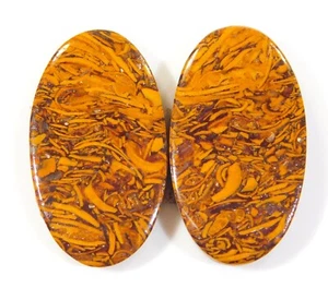 50 Ct Top Natural Mariam Jasper Pair Oval Cabochon Gemstone 33x18x4 mm UU=0301 - Picture 1 of 6
