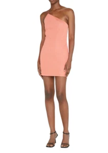 GAUGE81 Women's Beja Asymmetric Neckline Cocktail Mini Dress Apricot Size Medium - Picture 1 of 8