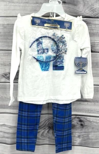 BTWEEN TWO PIECE HANUKKAH OUTFIT WITH HEADBAND Little Girl Size 6 BLUE / WHITE - Picture 1 of 5
