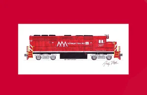 Vermont Railway GP40-2 #307 11"x17" impresión mate firmada por Andy Fletcher - Imagen 1 de 1