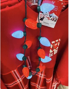 Disney Glow Necklace Holidays Xmas Party Festive Light Up Red & White NEW - Picture 1 of 6