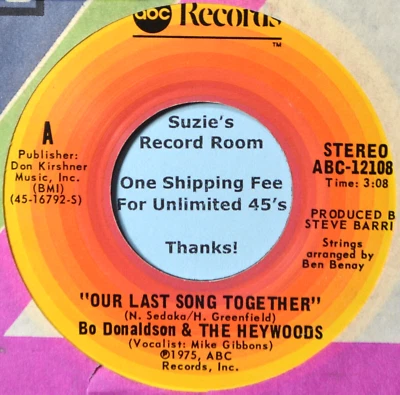 Bo Donaldson & the Heywoods Our Last Song Together EX 45 7" Vinyl -Coupons! — 第 1/3 张图片