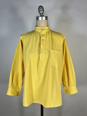 Vintage 1980's (?) Yellow dyed cotton muslin antique COLLARBAND style shirt - Image 1 of 4