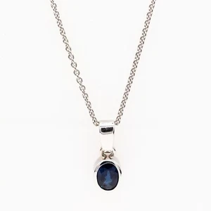 Kette mit Anhänger 750/18K Weißgold Saphir 0,35ct 44cm - Wert 2.000€ - Bild 1 von 2