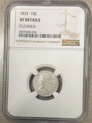 1833 CAPPED BUST DIME - NGC XF- Cleaned - Image 1 of 2