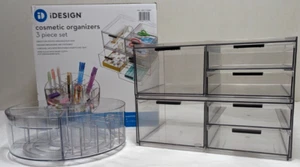 iDesign Cosmetic Office Organizer with Carousel Clear 3 Piece Set - Picture 1 of 9