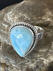Womens Blue Larimar Navajo Sterling Silver Ring Size 9 17675