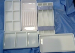 Vintage American Cabinet Co. White Milk Glass Dental Tool Storage Trays, Various - Picture 1 of 11