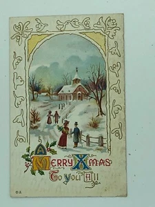 Alte Weihnachtspostkarte 1913 mit Briefmarke.  Eine wirklich schöne Prägekarte - Bild 1 von 2