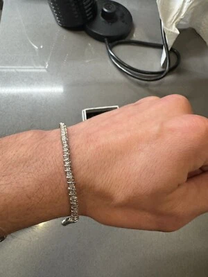 "Brazalete de eslabones en S naturales de 0,5 quilates de diamantes de $595 en plata de ley de 7,5"" pulgadas, nuevo" Foto 1 de 4