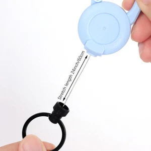 Macaron Color Retractable Wire Rope Antitheft Easy-to-pull Buckle Keychain - Picture 1 of 16