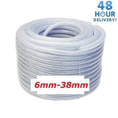 PVC HOSE Pipe Reinforced Clear Flexible Braided Food/Oil Grade WATER Tube 6-38mm • 64.98£