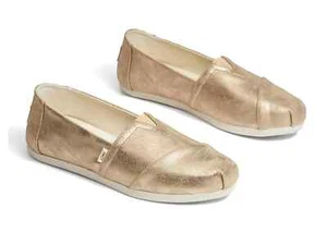 TOMS Women's 7 ALPARGATA Champagne SHIMMER Slip On Shoes BRAND New ~ FREE SHIP! - Picture 1 of 6