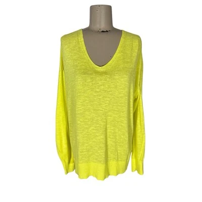Banana Republic Neon Bright Yellow V-Neck Lightweight Sweater Beach Tropical - Image 1 of 4