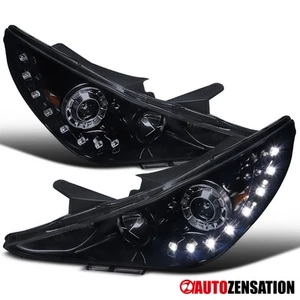 Fit 2011-2014 Hyundai Sonata Smoke Black LED Strip Projector Headlights Lamps - Picture 1 of 11