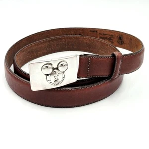 Brighton Disney Vintage Belt Brown Leather Silvertone Buckle Mickey Size 42 New - Picture 1 of 11