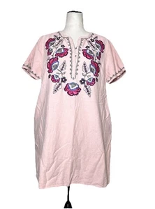 Vestido túnica Umgee bordado pétalo rosa algodón vestido con bolsillos para mujer mediano - Imagen 1 de 8