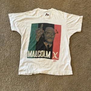 Rare vintage 1989 Malcolm X front/back Free your mind/Watching my back t shirt S - Picture 1 of 7