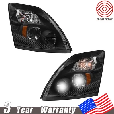 Conjunto de par de faros para Volvo VNL 2004-2014 LED negro haz alto/bajo Foto 1 de 4