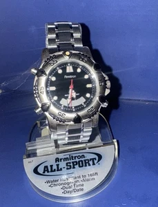 New!! Men’s Armitron All Sport Chronograph Silver And Black Tone Watch - Picture 1 of 5