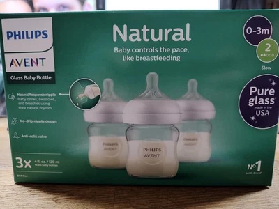 Philips Avent Biberones Naturales Respuesta Natural Pezón VIDRIO 4oz NUEVO PAQUETE DE 3 Foto 1 de 4