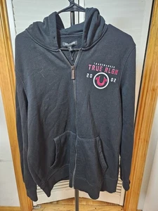 True Religion World Tour Graphic Hoodie Sweatshirt schwarz Herren Gr. Medium durchgehender Reißverschluss - Bild 1 von 5