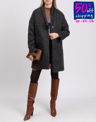 RRP€595 KAOS Coat IT44 US8 UK12 L Alpaca Wool & Rabbit Hair Blend Made in Italy - Image 1 of 4