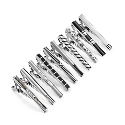 wynameleri Tie Pins for Men Silver Black 3 Pcs 10 PCS Short Tie Clip Set 2.3,... Foto 1 de 4