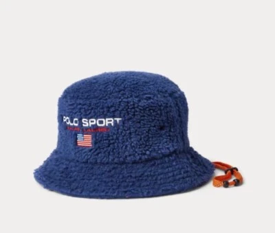 Ralph Lauren Hombres Polo Deportivo Bandera Clásicos Sherpa Sombrero Cubo Talla S/M Azul Foto 1 de 4